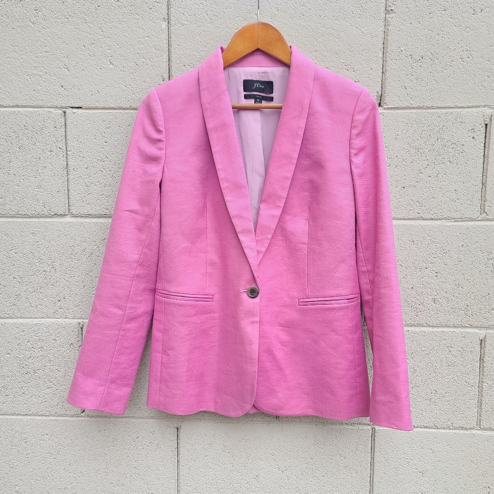J. Crew | Parke Blazer in Stretch Linen in Pink Size 6 - Picture 2 of 15